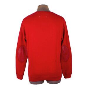 MAISON MARGIELA A/W 2014 Red Cotton Leather Elbow Patch Sweatshirt
